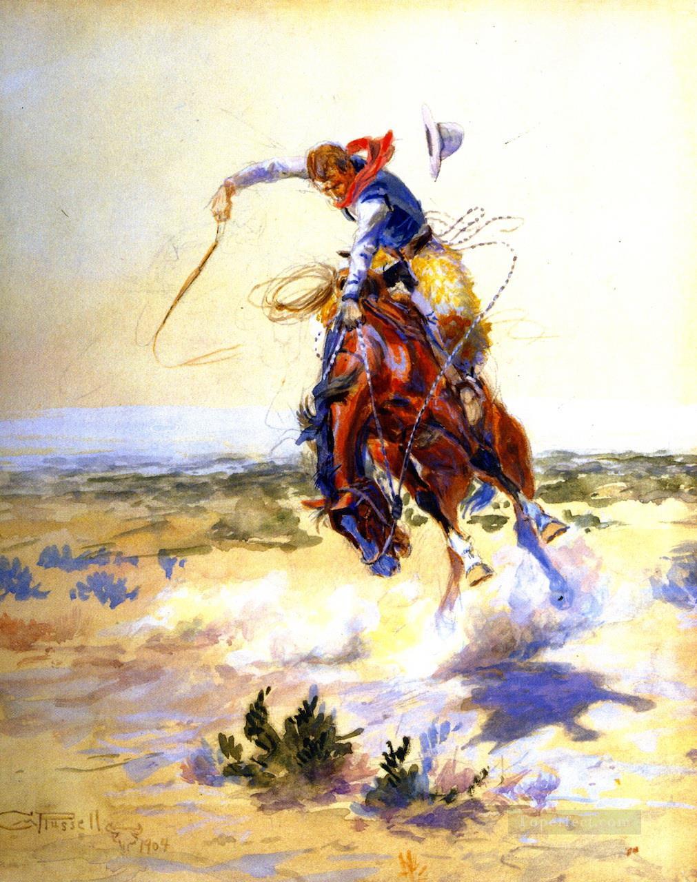 bad hoss 1904年 チャールズ・マリオン・ラッセル インディアナ州のカウボーイ油絵